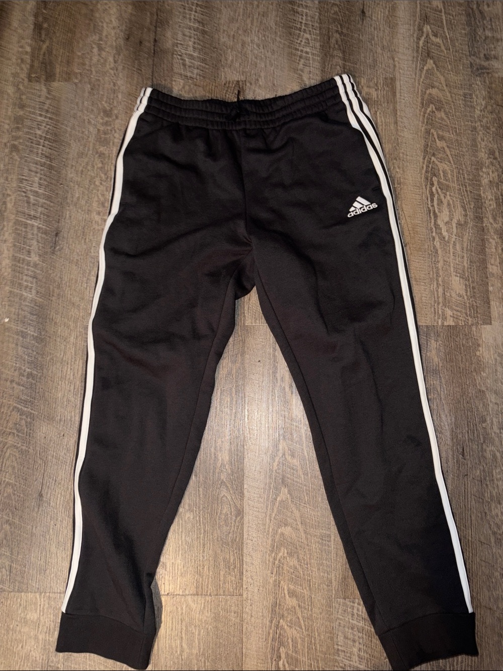 adidas Black Joggers with White Side Stripes